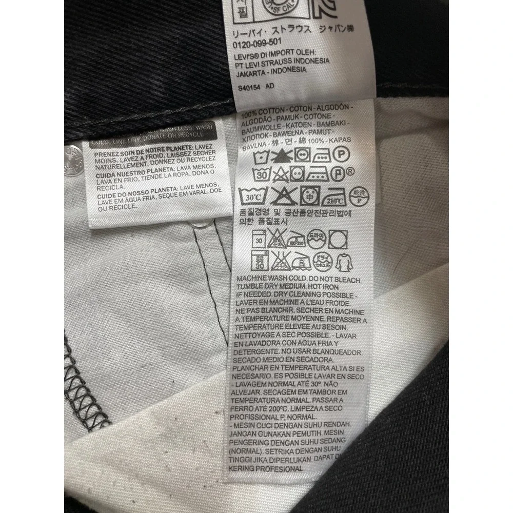 Levis 505 Regular Fit Black Denim Jeans Mens 38x29 00505-0260